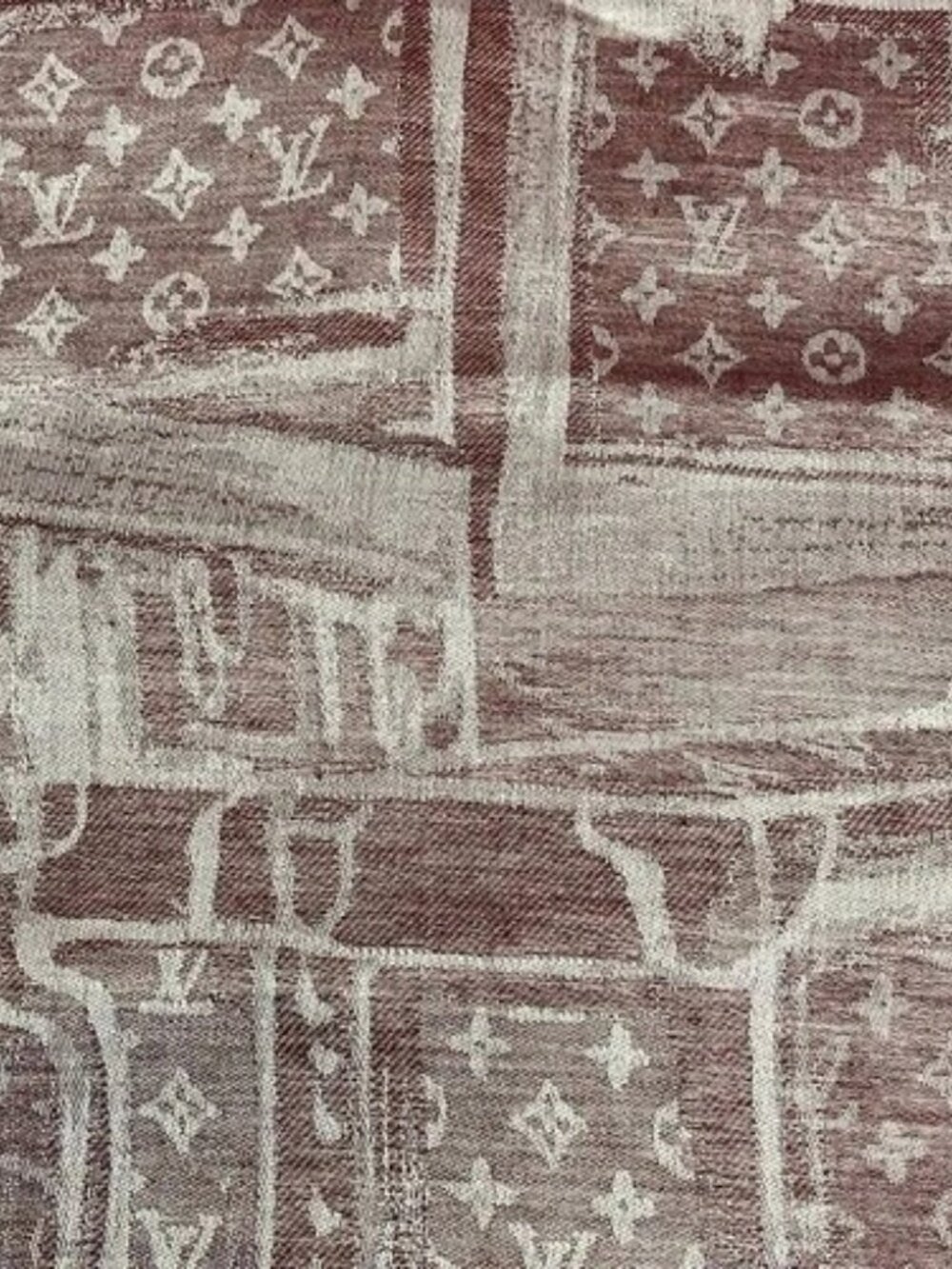 LOUIS VUITTON - R98142 Bordeaux White Others MR0168 Scarf Silk, cashmere - Picture 4 of 6